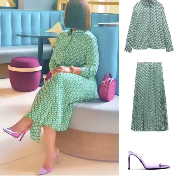 Zara Purple High Heeled Vinyl Sling Back Shoes - Picture 9 of 16